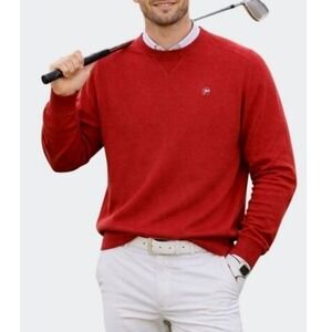 Peter Millar Rust Red Cotton Wool Knit Crew Neck Pullover Golf Sweater XXL